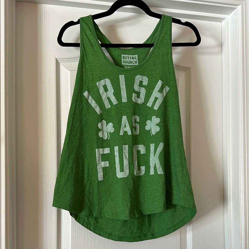 Graphic Green Sleeveless Relaxed Tank Top for St. Patrick's Day
